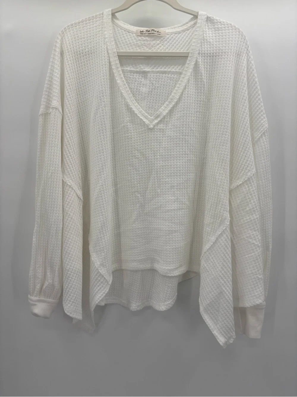 We The Free Coraline Thermal Top Oversized Waffle Knit Asymmetrical Top Size Sm